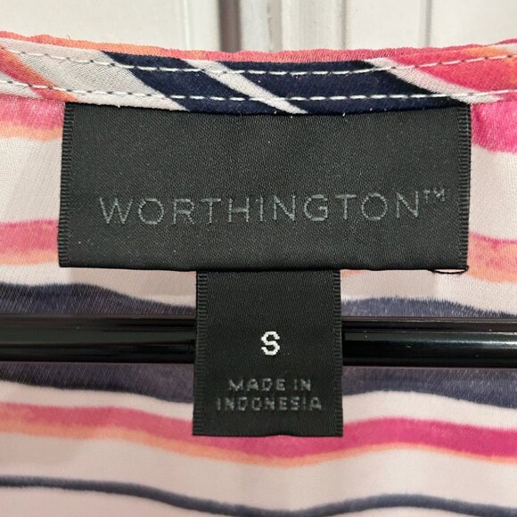 Worthington Striped Sleeveless Top Multicolor Striped Cowl Neck Size S Layering - Picture 6 of 9